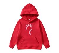 Generisch Sudadera con capucha de manga larga 2026 para pajarita estampada, rojo, 13-14Years