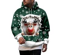 Generisch Sudadera con capucha de Navidad para hombre, Rudolph con estampado de renos, suéter navideño para hombre, suéter de Navidad, manga larga, sudadera con capucha de Navidad, sudadera con