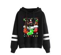 Generisch Sudadera con capucha de Navidad para mujer, informal, de manga larga, con diseño de perro, para el tiempo libre, Negro , S