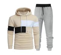 Generisch Sudadera con capucha de terciopelo azul marino para hombre, color gris claro, pantalones de chándal informales, holgados, tendencia de negocios, juego de dos piezas, chaleco de campamento