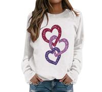 Generisch Sudadera con capucha estampada para San Valentín sin capucha para mujer San Valentín Traje casual mujer sin capucha, Blanco, M