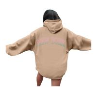 Generisch Sudadera con capucha grande para mujer, algodón, sudadera con capucha New York, sudadera deportiva, transpirable, informal, de algodón, elegante, transpirable, camiseta deportiva, caqui, S