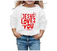 Generisch Sudadera con capucha informal para niñas otoño e invierno con estampado de letras cuello redondo manga larga, Blanco, 11-12 años
