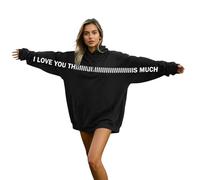 Generisch Sudadera con capucha mujer divertida con impresión I LOVE YOU THIS MUCH para adultos, parejas, amigos, de gran tamaño, cómoda, sudaderas con capucha unisex, suéteres casuales con capucha, Z1