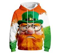 Generisch Sudadera con capucha para el Día de San Patricio, diseño gráfico irlandés, chaqueta de forro polar informal para ocasiones festivas, ocio relajado, verde, XXL