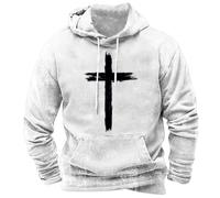 Generisch Sudadera con capucha para hombre 4XL de talla grande, sudadera para hombre con capucha, color blanco, con estampado estampado con aspecto desgastado, sudadera informal de manga larga