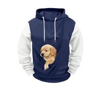 Generisch Sudadera con capucha para hombre con bolsillo para gatos, divertida, bolsa de transporte para perro, manga larga, sudadera con capucha para hombre, cómoda y transpirable, ropa de calle, A3