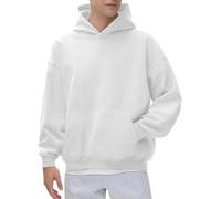 Generisch Sudadera con capucha para hombre con capucha de gran tamaño, con hombros caídos, informal, monocolor, otoño e invierno, ropa de calle, básica, sudadera con capucha para hombre, Blanco, XL