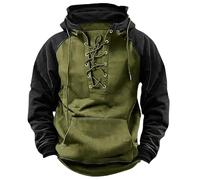 Generisch Sudadera con capucha para hombre con capucha, talla grande, con cordón ajustable, sudadera con capucha y bloque de color, cuello en V, chaqueta de campo, moda deportiva, tiempo libre