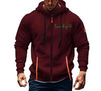 Generisch Sudadera con capucha para hombre con cremallera para niños y hombres sudadera con cremallera bolsillo multifuncional sudadera con capucha suéter para correr, S-3XL, Rojo-4., 3XL