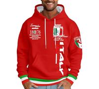 Generisch Sudadera con capucha para hombre con diseño de letra italiana para una comodidad informal, ropa informal a la moda, rojo, 4XL