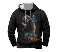 Generisch Sudadera con capucha para hombre con diseño de lobo aullando - Sudadera con capucha con impresión 3D y gráficos de luna | suéter informal para amantes de la naturaleza y los animales