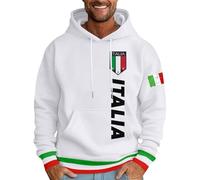 Generisch Sudadera con capucha para hombre con estampado italiano con texto en inglés, Blanco, L