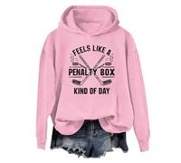 Generisch Sudadera con capucha para hombre con lema de hockey sobre hielo rosa con estampado 'Feels Like A Penalty Box Kind of Day' - Sudadera con capucha con texto de declaración deportiva |
