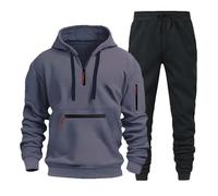 Generisch Sudadera con capucha para hombre, conjunto de dos piezas, informal, pantalones largos, cómoda sudadera con capucha, conjunto para un tiempo libre elegante, gris oscuro, XL