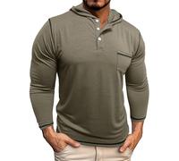 Generisch Sudadera con capucha para hombre de corte regular, sudadera deportiva de manga larga con capucha y bolsillo en el pecho, camiseta con botones, camiseta funcional con cordón, absorbe la