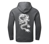Generisch Sudadera con capucha para hombre de invierno con espalda y letra con impresión de letras de gran tamaño, suelto y talla grande, suéter con capucha, blusa superior, gris oscuro, L