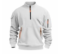 Generisch Sudadera con capucha para hombre, de manga larga, con cremallera, con cremallera, manga larga, corte ajustado, ropa de calle, para exteriores, Blanco, XL