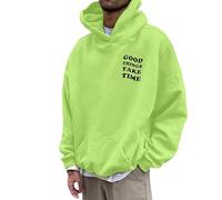 Generisch Sudadera con capucha para hombre de manga larga con estampado Good Things Take Time Print, corte holgado, sudadera con capucha, jersey holgado, Y2K, hip hop, ropa de calle, invierno, otoño