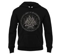 Generisch Sudadera con capucha para hombre en estilo antiguo con diseño de dioses para moda informal y moderna, Negro , M