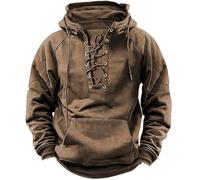 Generisch Sudadera con capucha para hombre, estilo vintage, vikingo, medieval, combate, ropa tradicional, corte regular, suéter táctico, suéter de invierno, marrón, XXL
