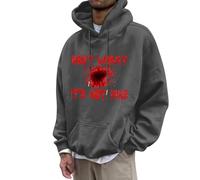Generisch Sudadera con capucha para hombre, Halloween, sudadera con capucha para hombre, con estampado de salpicaduras de sangre, sudadera con capucha, estampado de horror, para el tiempo libre, gris