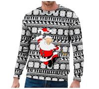 Generisch Sudadera con capucha para hombre, sin diseño navideño, cuello redondo, doble capa, ropa de invierno cálida con copo de nieve, estampado de Papá Noel para invierno, rojo, M