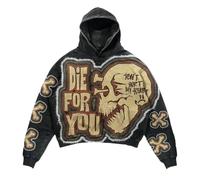 Generisch Sudadera con capucha para hombre y mujer, estilo punk, esqueleto 3D, estampado Y2K, retro, hip hop, algodón, sudadera con capucha, 1#, 3XL