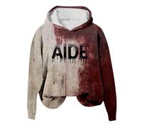 Generisch Sudadera con capucha para mujer, blutige Tops para mujer con divertidos estampados de letras, ropa de Halloween sangrienta, sudadera con capucha y salpicaduras de sangre, gris, S