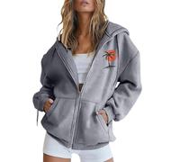 Generisch Sudadera con capucha para mujer, chaqueta de forro polar de algodón, chaqueta con capucha, chaqueta deportiva larga, sudadera con capucha y cremallera, chaqueta de gran tamaño, sudadera con