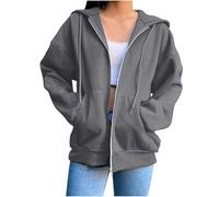 Generisch Sudadera con capucha para mujer, color beige, sudadera con cremallera con bolsillos, sudadera con bolsillos de manga larga, jersey de fitness de gran tamaño, sudadera ligera con capucha de