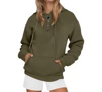 Generisch Sudadera con capucha para mujer, con botones, manga larga, transición, cómoda, informal, color sólido, clásico, para adolescentes