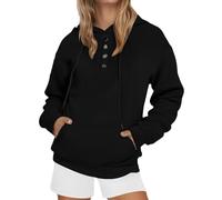 Generisch Sudadera con capucha para mujer, con botones, manga larga, transición, cómoda, informal, color sólido, clásico, para adolescentes