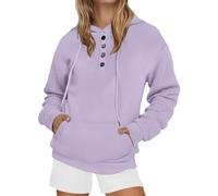 Generisch Sudadera con capucha para mujer, con botones, manga larga, transición, cómoda, informal, color sólido, clásico, para adolescentes