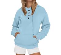 Generisch Sudadera con capucha para mujer, con botones, manga larga, transición, cómoda, informal, color sólido, clásico, para adolescentes