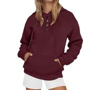 Generisch Sudadera con capucha para mujer, con botones, manga larga, transición, cómoda, informal, color sólido, clásico, para adolescentes