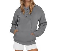 Generisch Sudadera con capucha para mujer, con botones, manga larga, transición, cómoda, informal, color sólido, clásico, para adolescentes