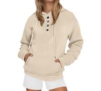 Generisch Sudadera con capucha para mujer, con botones, manga larga, transición, cómoda, informal, color sólido, clásico, para adolescentes