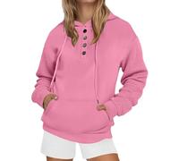 Generisch Sudadera con capucha para mujer, con botones, manga larga, transición, cómoda, informal, color sólido, clásico, para adolescentes