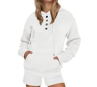 Generisch Sudadera con capucha para mujer, con botones, manga larga, transición, cómoda, informal, color sólido, clásico, para adolescentes