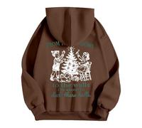 Generisch Sudadera con capucha para mujer con divertido mensaje navideño - Sudadera con capucha en estilo vintage | Sudadera humorística 'from The Windows to The Walls', Style_v04 Marrón, XL