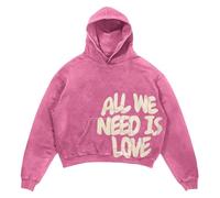 Generisch Sudadera con capucha para mujer con estampado de letras Streetwear Chaqueta punk Todo lo que necesitamos, Rosa., L