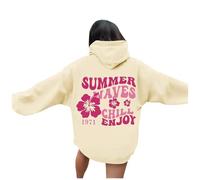 Generisch Sudadera con capucha para mujer con estampado floral, sudadera con capucha para mujer, con letras largas, gráfica, monocolor, parte superior con capucha, algodón, caqui, XXXXL