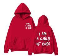 Generisch Sudadera con capucha para mujer con estampado I Am A Child of God Hoodie Oversize Hoodies Damen Vintage Sweatshirt mit Kordelzug Frauen Freizeit Sport Langarmshirt Training Pulli Streetwear