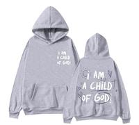 Generisch Sudadera con capucha para mujer con estampado I Am A Child of God Hoodie Oversize Hoodies Damen Vintage Sweatshirt mit Kordelzug Frauen Freizeit Sport Langarmshirt Training Pulli Streetwear