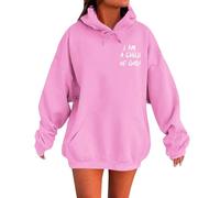 Generisch Sudadera con capucha para mujer con estampado I Am A Child of God Hoodie Oversize Hoodies Damen Vintage Sweatshirt mit Kordelzug Frauen Freizeit Sport Langarmshirt Training Pulli Streetwear