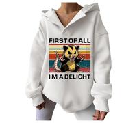 Generisch Sudadera con capucha para mujer con texto en inglés "First of All I'm A", Blanco, S