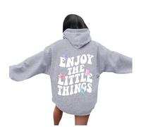 Generisch Sudadera con capucha para mujer con texto "The Little Things" (Light Gray, M)