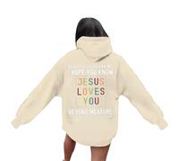 Generisch Sudadera con capucha para mujer, con versículos de la Biblia, sudadera de manga larga de gran tamaño para niñas, ropa elegante, beige, XXL