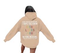 Generisch Sudadera con capucha para mujer, con versículos de la Biblia, sudadera de manga larga de gran tamaño para niñas, ropa elegante, caqui, S